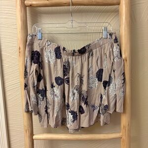 Astr Cream and Blue Floral Skirt